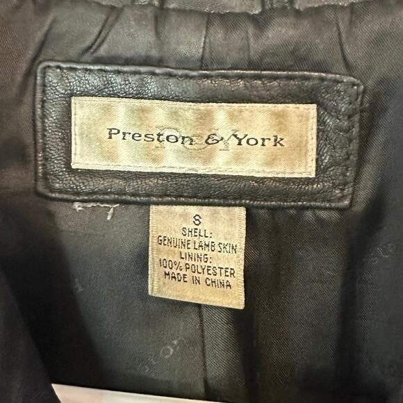 Preston & York Vintage Lamb Skin Leather Button Down Jacket Size S Black Moto - Picture 3 of 12